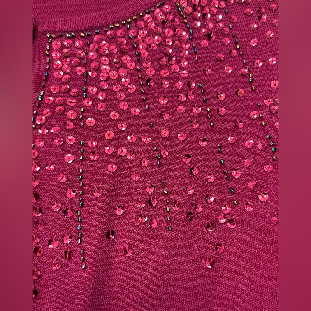 Apt 9 Fuchsia Beaded And Sequined Button Front Ca… - image 8